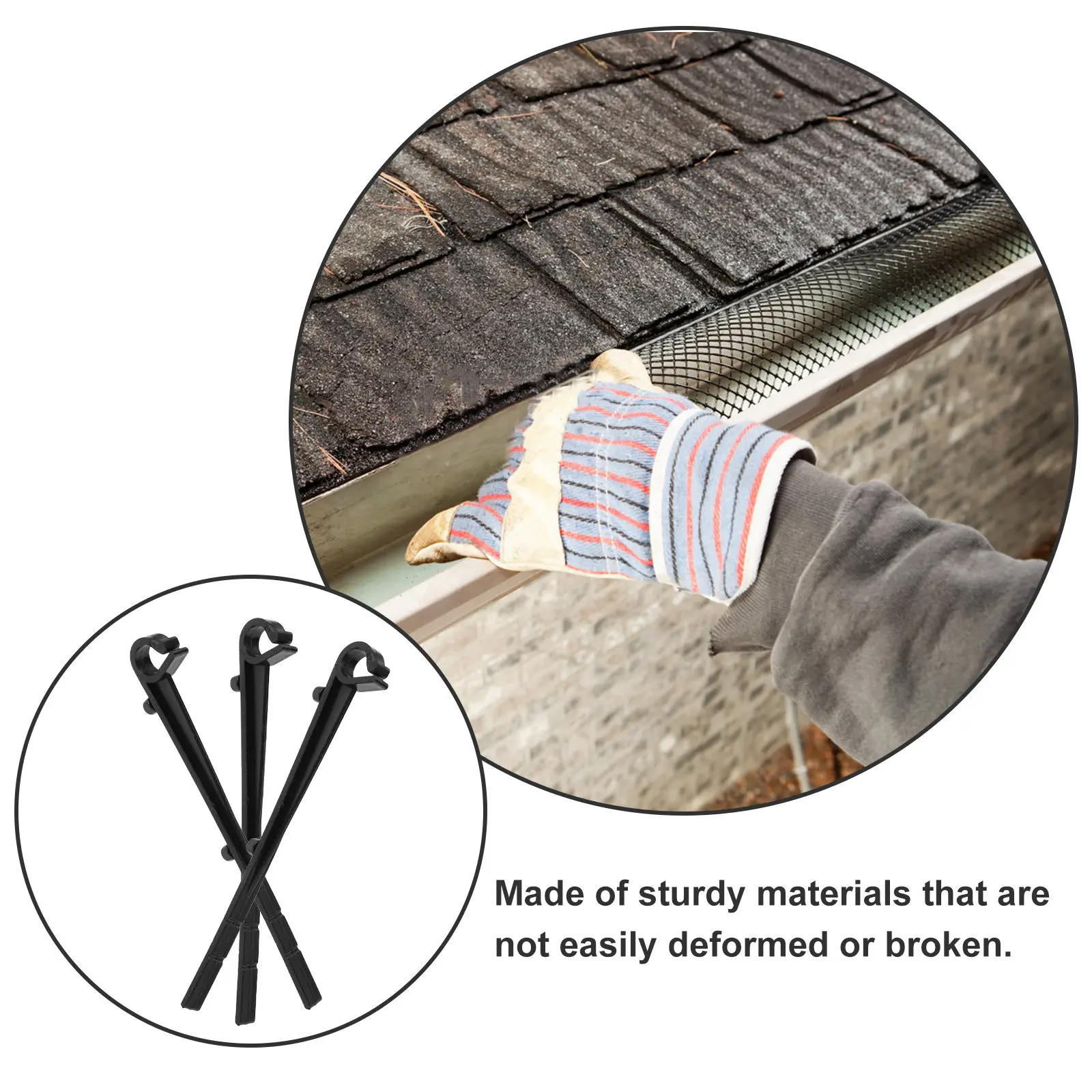 20Pcs Gutter Guard Clips Black Plastic Secure Fixing Hooks for Rain Gutter Maintenance Installation Tools Mesh Guard Clips