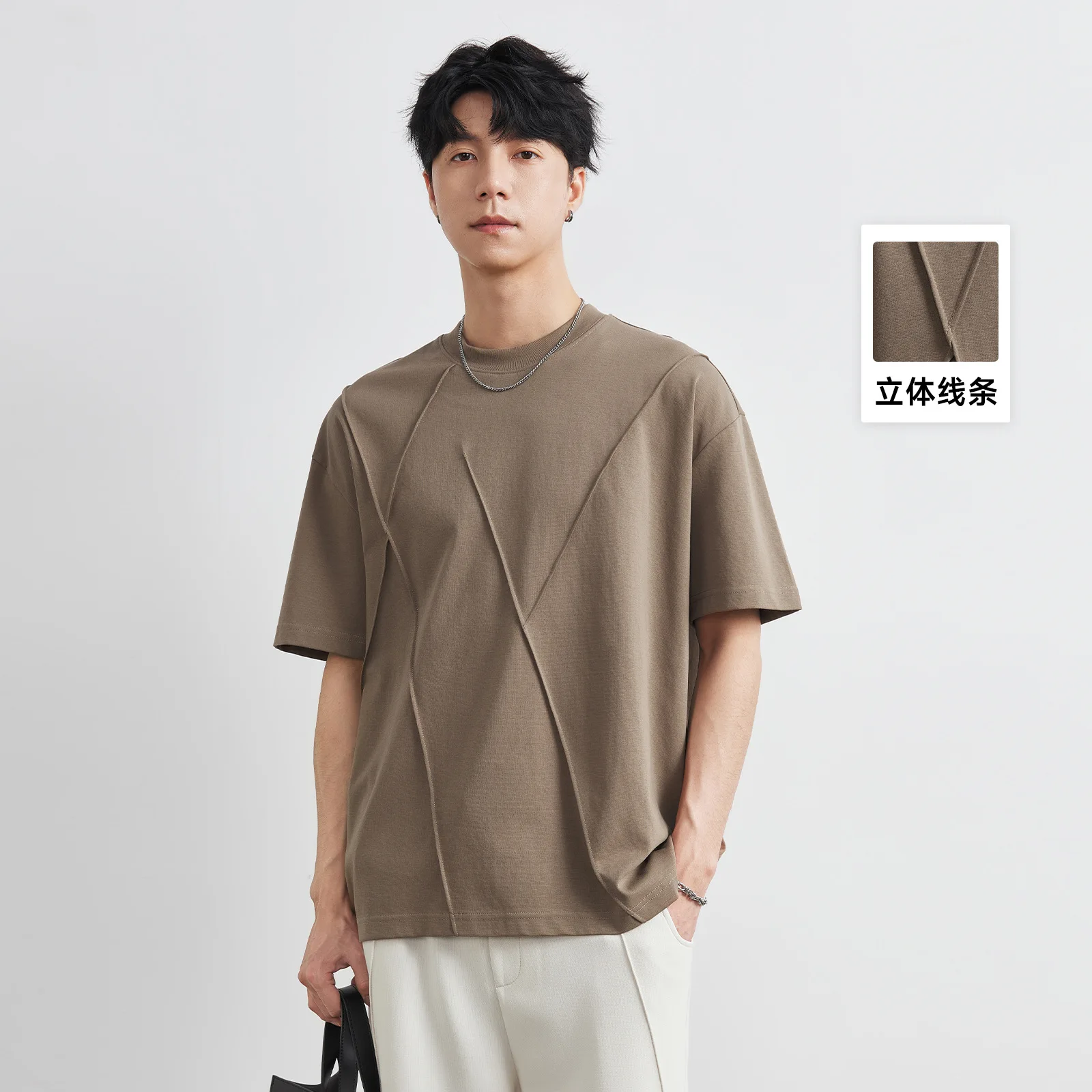 

Heavy American short-sleeved T-shirt men's summer 2025 new loose men's t-shirt cool thin top trendy