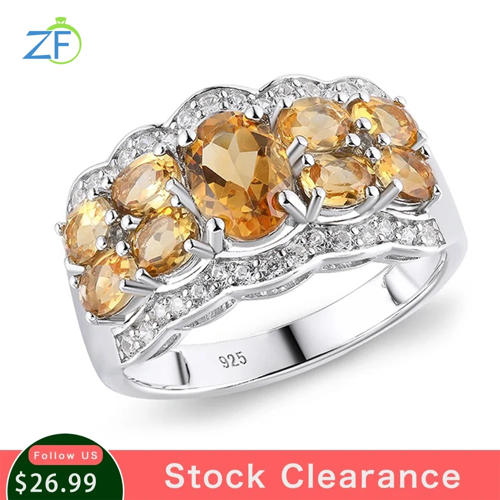 GZ ZONGFA Real 925 Sterling Silver Ring New Design Delicate Style  Rings for Women 7*5 Natural Citrine Fashion  Valenti