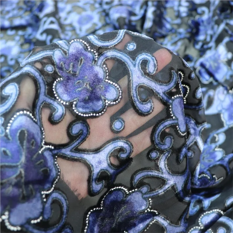 

Woven brocade viscose printed flower-patterned drop-molded velvet fabric nightdress dress cheongsam