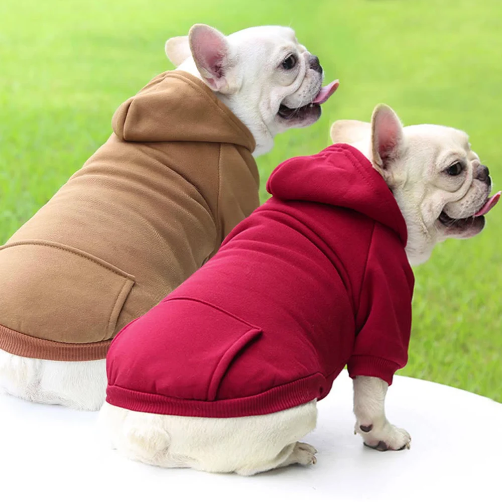 Dog Plush Hoodie Winter Sweater Jumper Coat Puppy Apparel Outfit Pet Costume Cat Dog Pullover Clothes Hoodies With Pockets