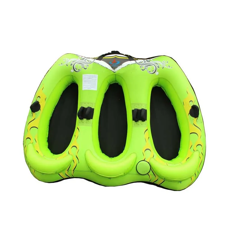 

Comercial Grade Luxury Color New Design 3 Persons Floating Inflatable Towable Tube For Ski Water Sport With Handles