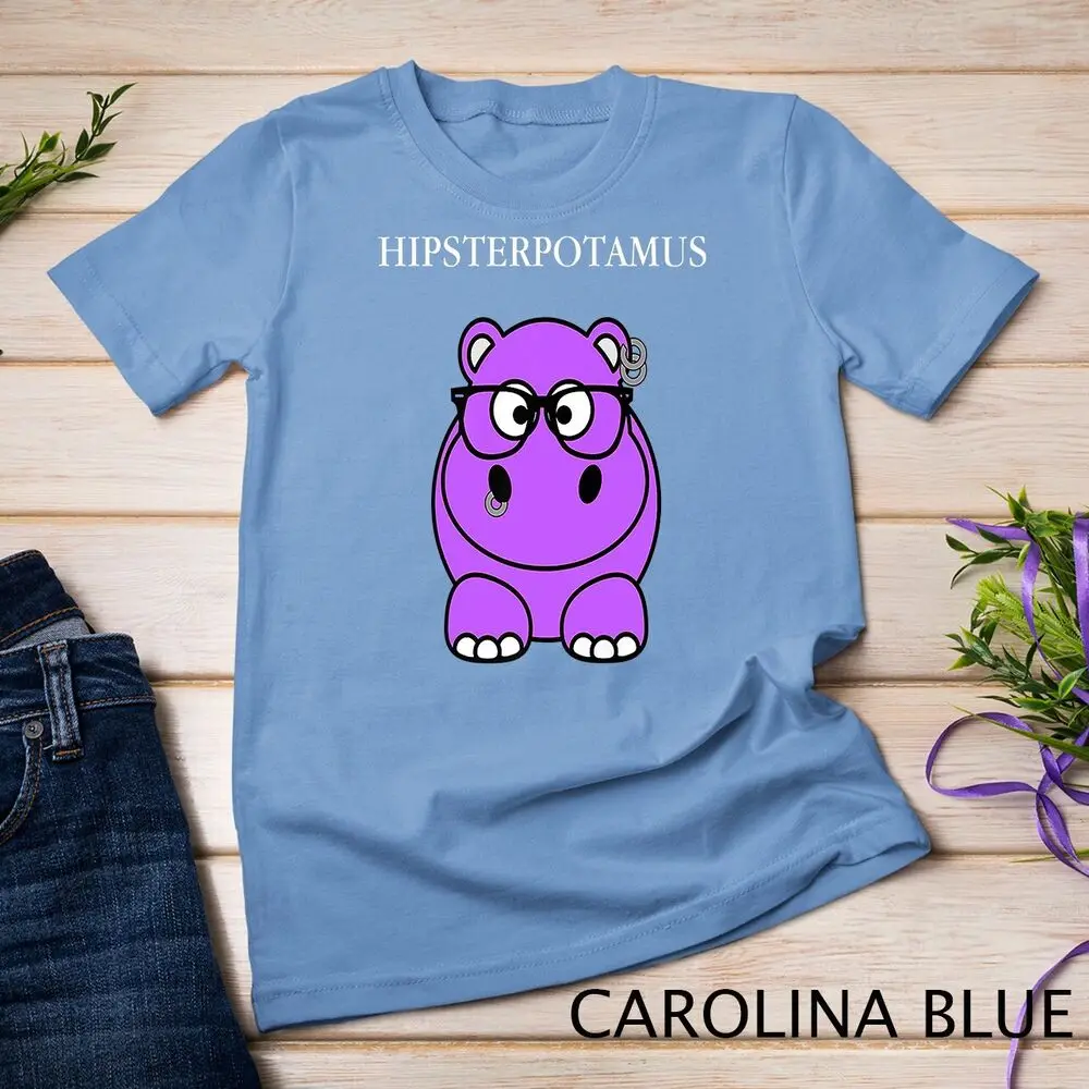 Hipsterpotamus Hippo Funny Animal Hipster Millenial Premium Unisex T-shirt