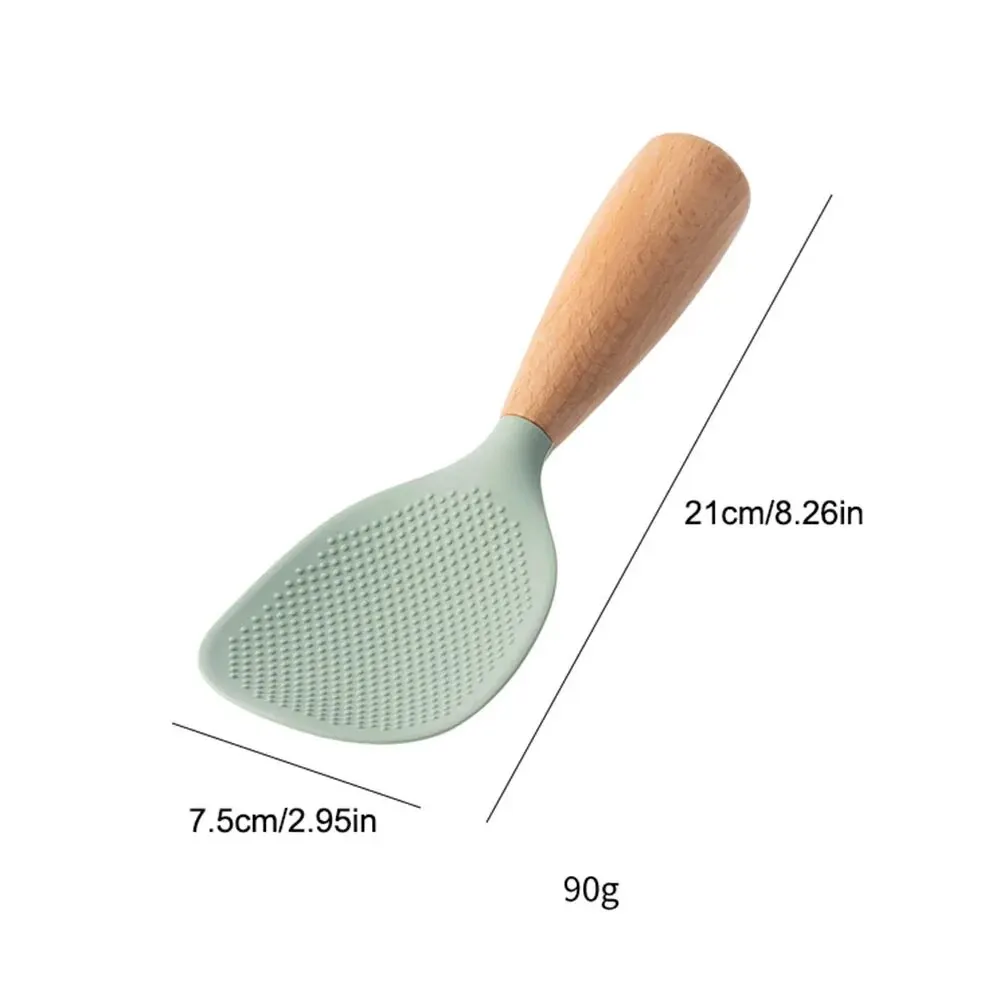 1Pc Silicone Spoon Non-stick Cooking Spoon Anti-scalding Pot Rice High-temperature-resistant Spoon Durable Kitchen Gadgets