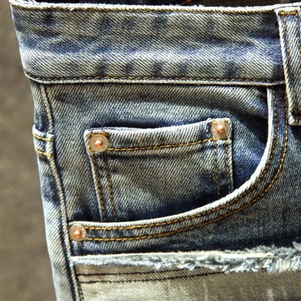 Jeans droits rétro pour hommes, pantalons à trous, pantalons anciens classiques, streetwear Y2K, pantalons cargo, vêtements pour hommes, mode