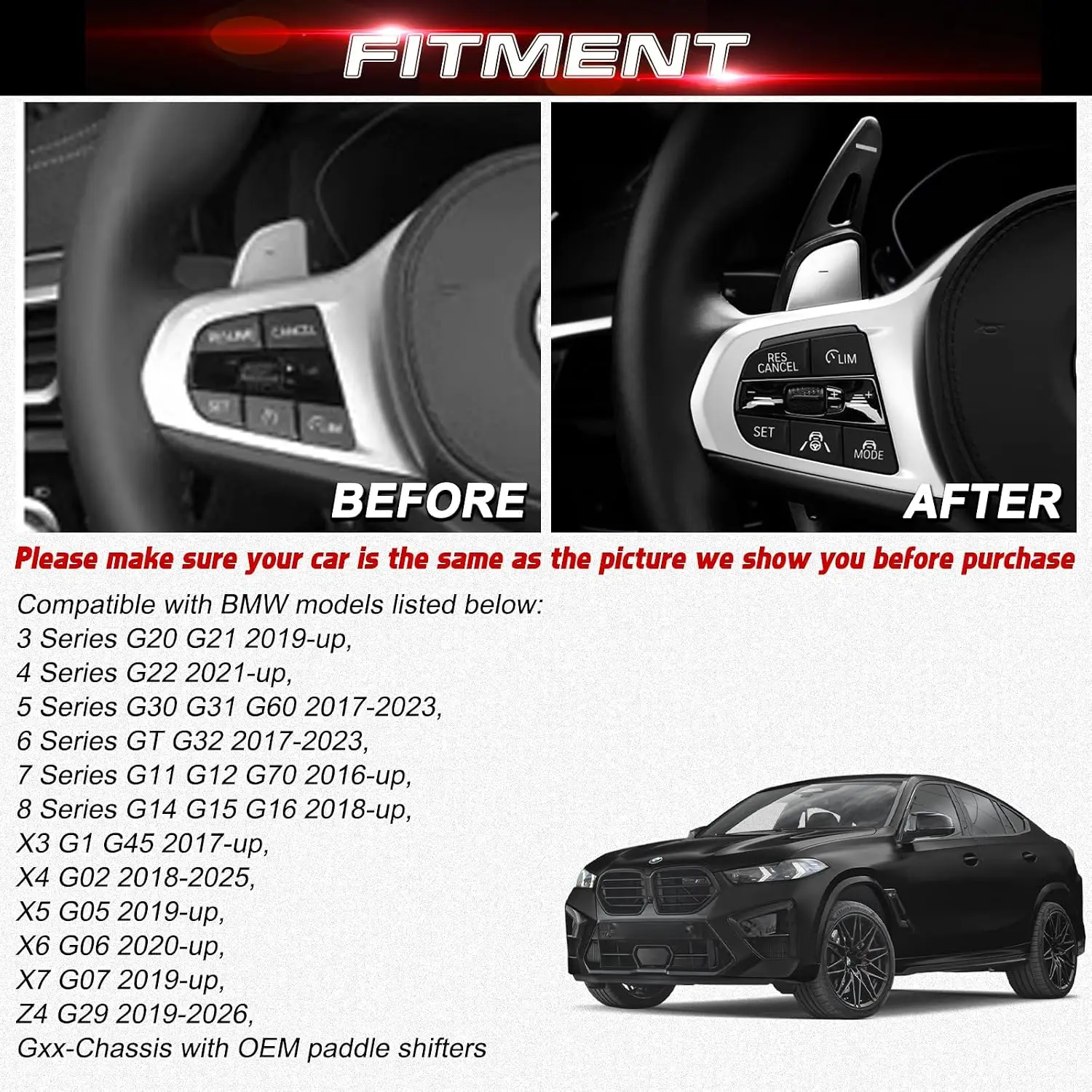 Aluminum Alloy Paddle Shifter For BMW (2018-2024, G Platform) FIT 3 4 5 6 7 8 X3 X4 X5 X6 X7 Z4 Series