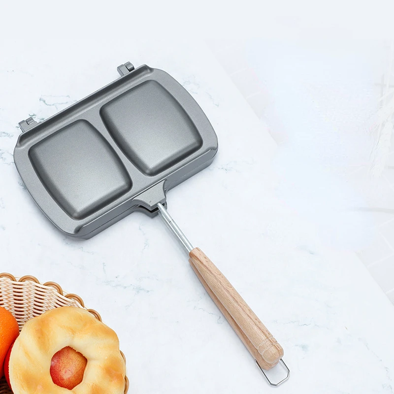 Household Aluminum Double Layer Non Stick Pot Double Head Detachable Breakfast Frying Pan Sandwich Grill Cast Iron Cookware