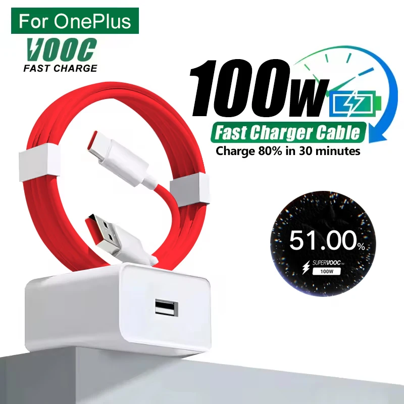 Original 100W For OnePlus Fast Wall Charger For OnePlus 11 12 13 13R 13S Nord 4 OPPO 2M USB Type C Cable SuperVOOC Phone Adapter