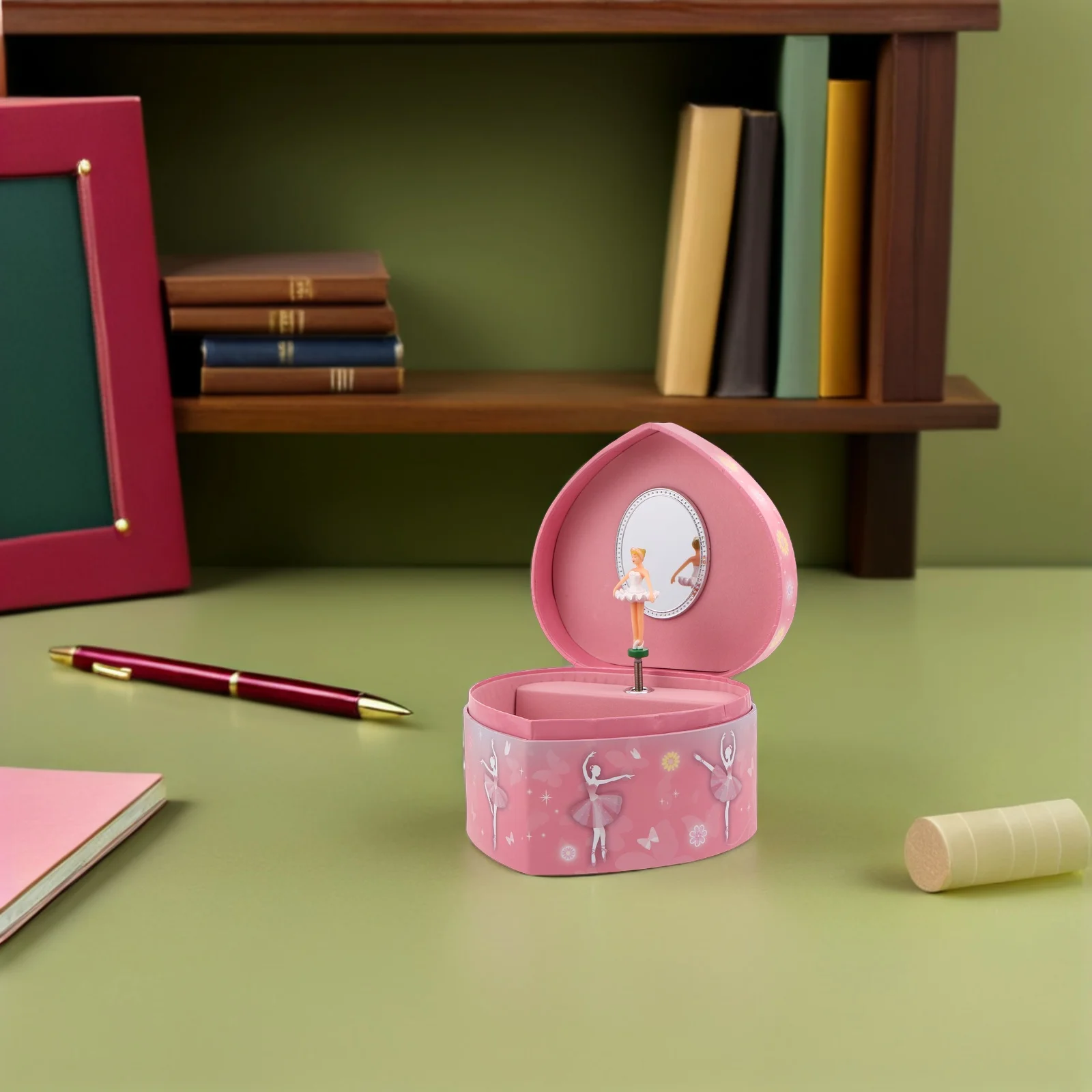 

Musical Jewelry Box for Girls Heart Shaped Ballet Dance Theme Keepsake Organizer Safe Smooth Edges Kids Jewelry Storage Present