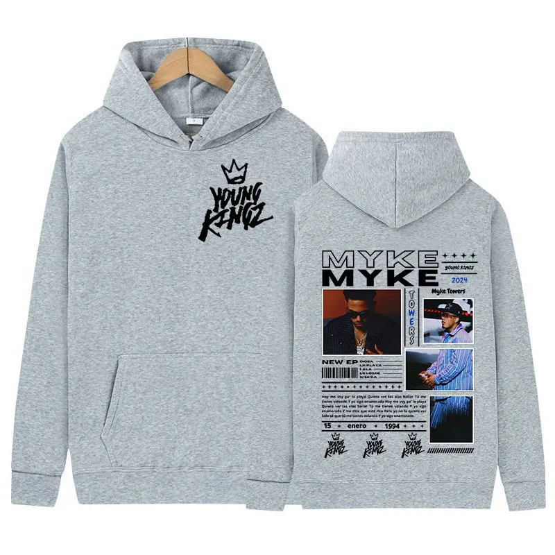 Rapper Myke Towers Album Print Pullover Hoodie Men Women Retro Fashion High Quality Sweatshirt Hip Hop Clothing Oversized Hooded