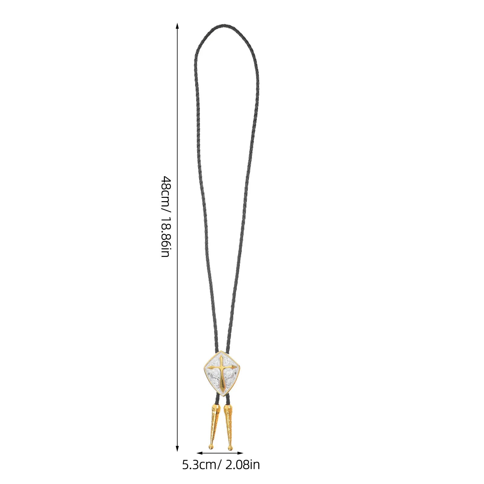 Adjustable Cross Pendant Bolo Tie Necklace Western Vintage Cowboy Style Braided Cord Zinc Alloy for Casual Formal Wear Weddings