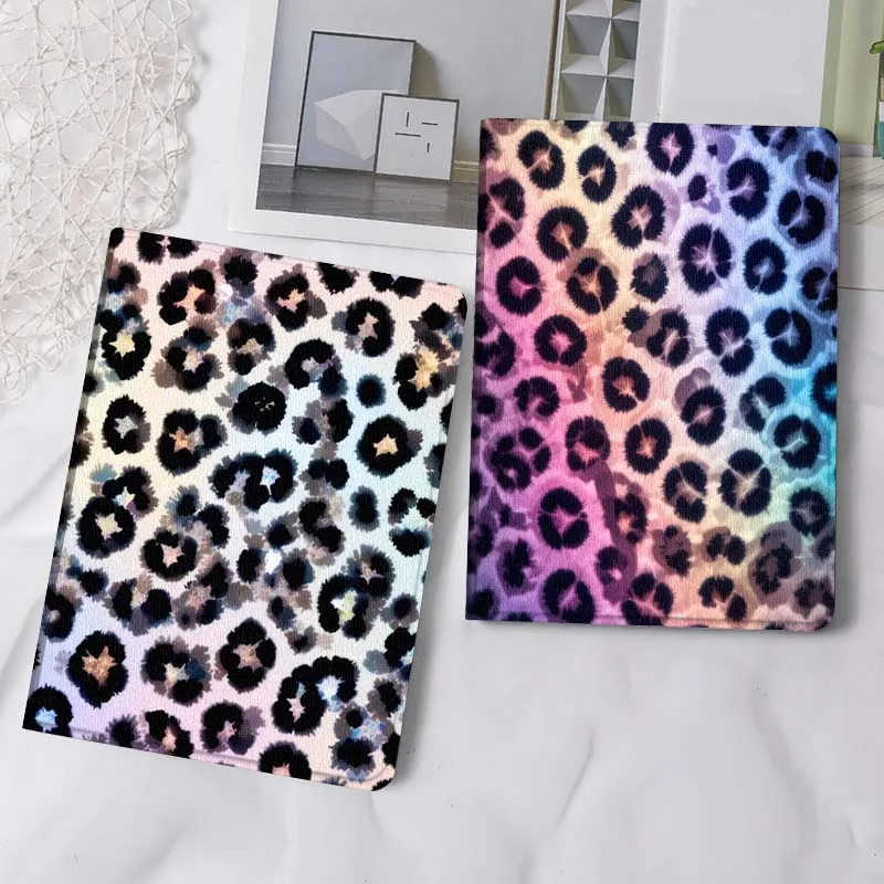 

Art Luxury Leopard Print Gift For iPad Pro Air Mini 2 3 4 5 6 7 6th 7th 10th 11th 10.2 9.7 10.5 11 Foldable Tablet Case
