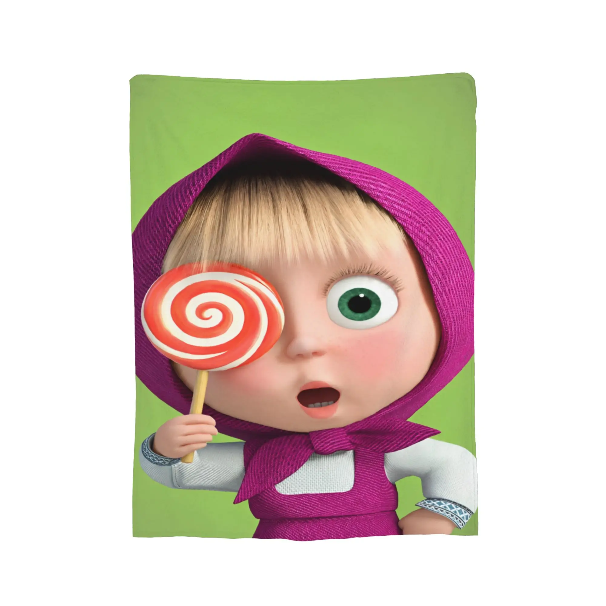 M-Mashas and B-Bears Lollipop Girl Plush Blanket Kids Adult  Flannel Bedding Throws For Couch Bed Super Warm Bedspread Gift