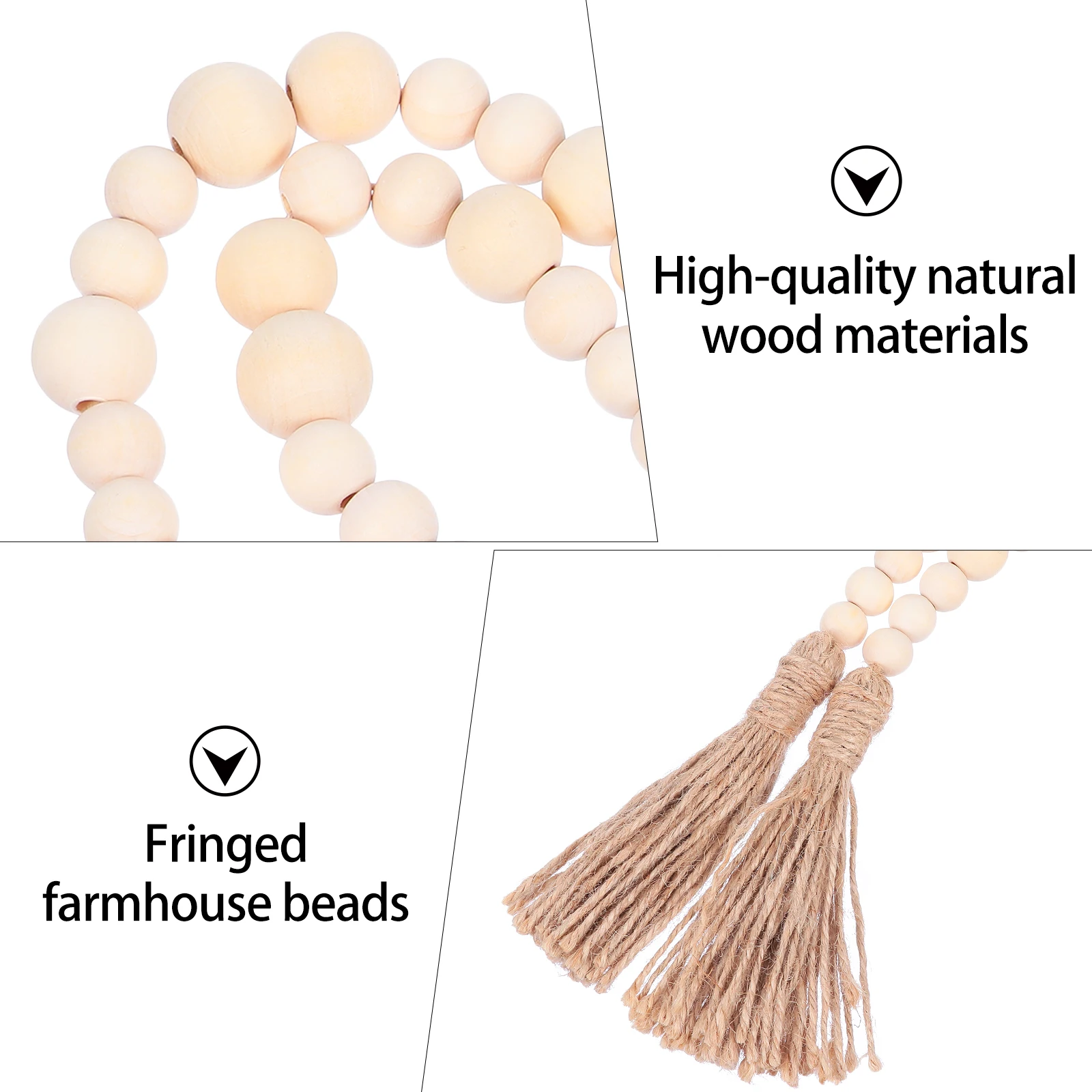 

Wooden Farmhouse Tassel Hanging Decoration Rustic Wood Bead Garland for Home Centerpiece Holders Plant Pots Door Knobs