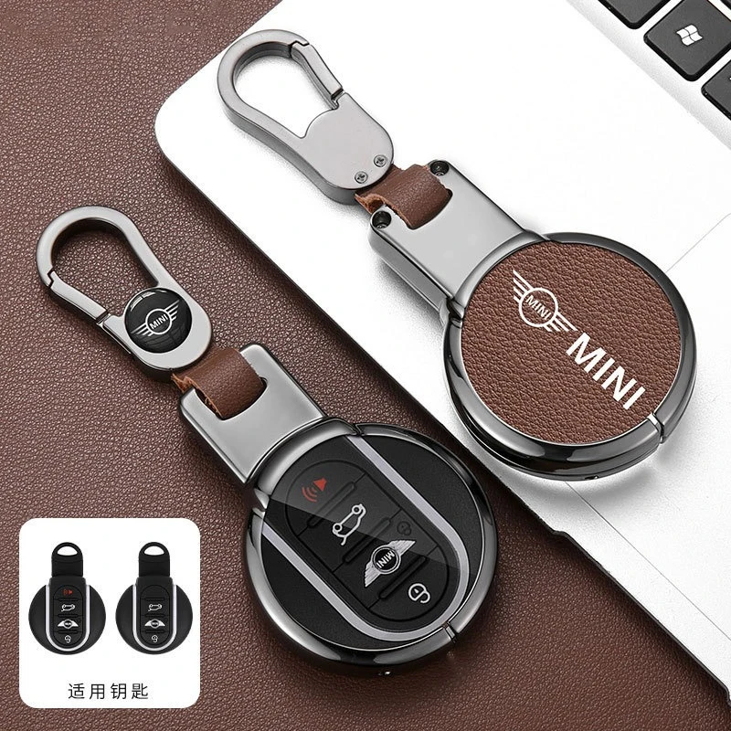 Zinc Alloy +Leather Car Key Case Cover For BMW Mini COUNTRYMAN ONE COOPERS JCW CLUBMAN F57 F60 F56 F55 F54 Roadster Holder Shell