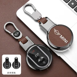 Zinc Alloy +Leather Car Key Case Cover For BMW Mini COUNTRYMAN ONE COOPERS JCW CLUBMAN F57 F60 F56 F55 F54 Roadster Holder Shell