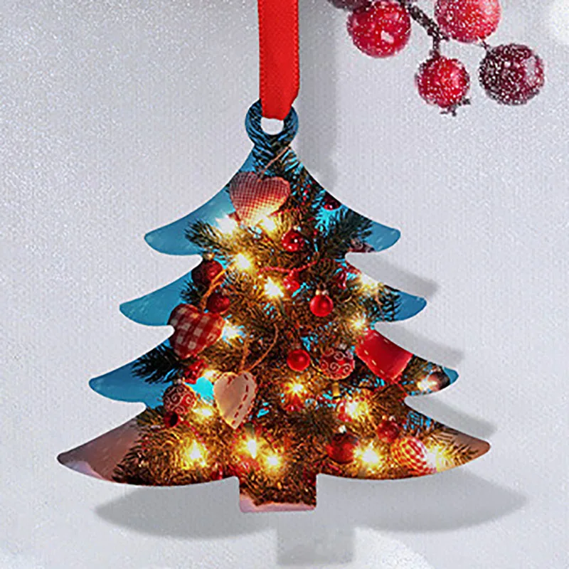 9 Styles Christmas Series Insert Sublimation Aluminum Blank Double Sided White Aluminum Dye Sub Blanks Decorative Pendant 3/5Pcs