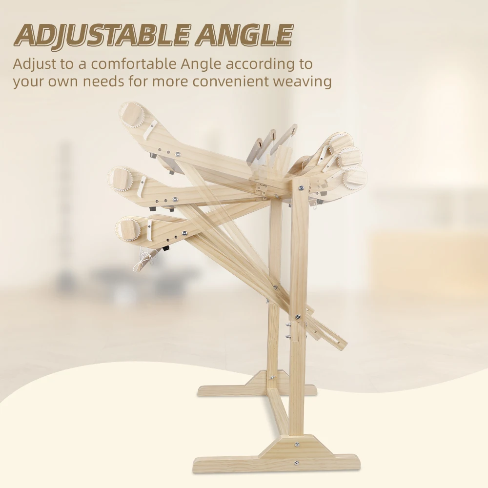 Weaving Machine Spinning Wheel Handmade Yarn Making Wooden Weaving Machine Textile Tapestry Pendant Decoration DIY Weaving Tool