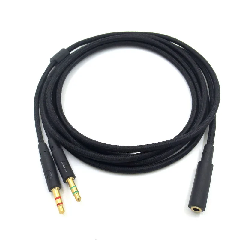 Pleciony zamiennik PC kabel splittera przedłużacz do Kingston HyperX Cloud Stinger Mix Alpha rewolwer słuchawki dla graczy