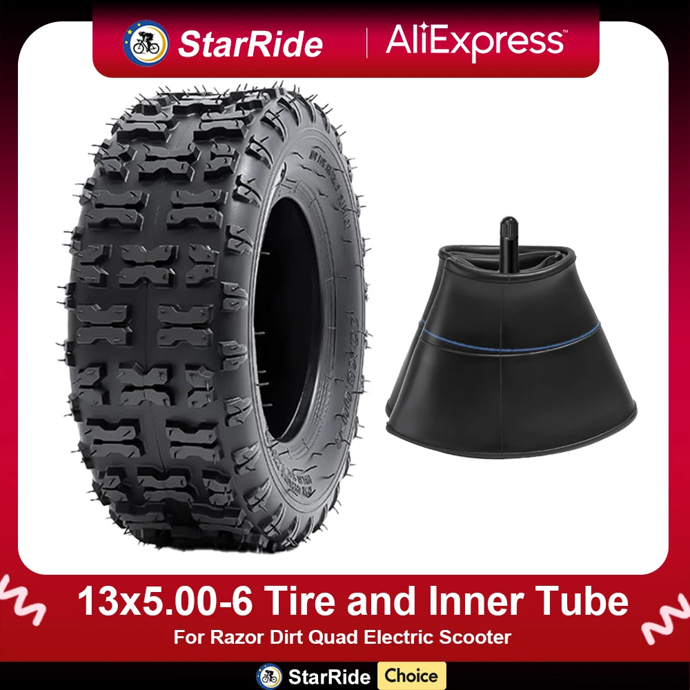 

13x5.00-6 Tire and Inner Tube Set with Straight Valve Stem for Razor Dirt Quad Electric Scooter Parts Accessories 13*5.00-6
