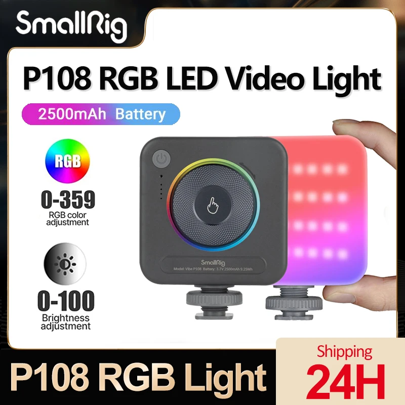 SmallRig P108 RGB LED Video Light 2700K-6500K Photography Light Portable Studio Photo Lamp Mini Camera LIght for Tiktok Youtube