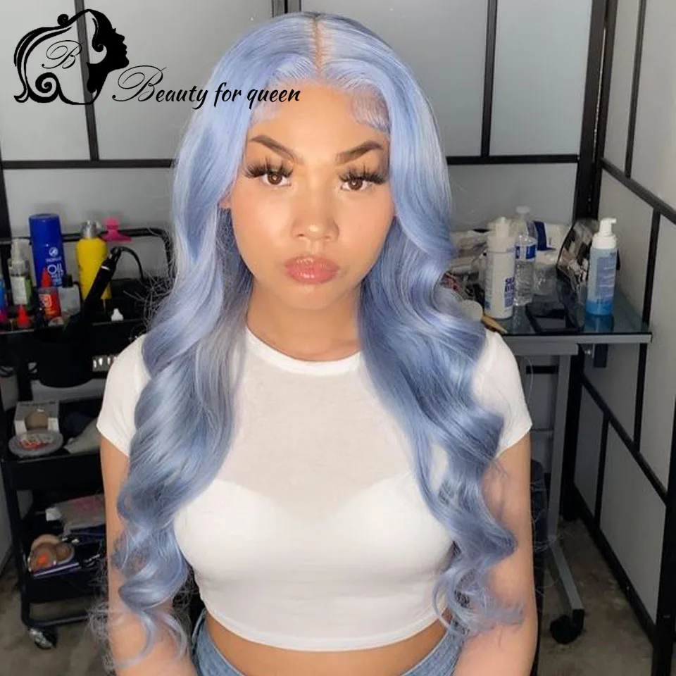 

Beauty Colored Blue Human Hair Wigs 2026 13x4 HD Lace Frontal Wig 180% Density Women Fashion Style High Quality 100% Human Hair