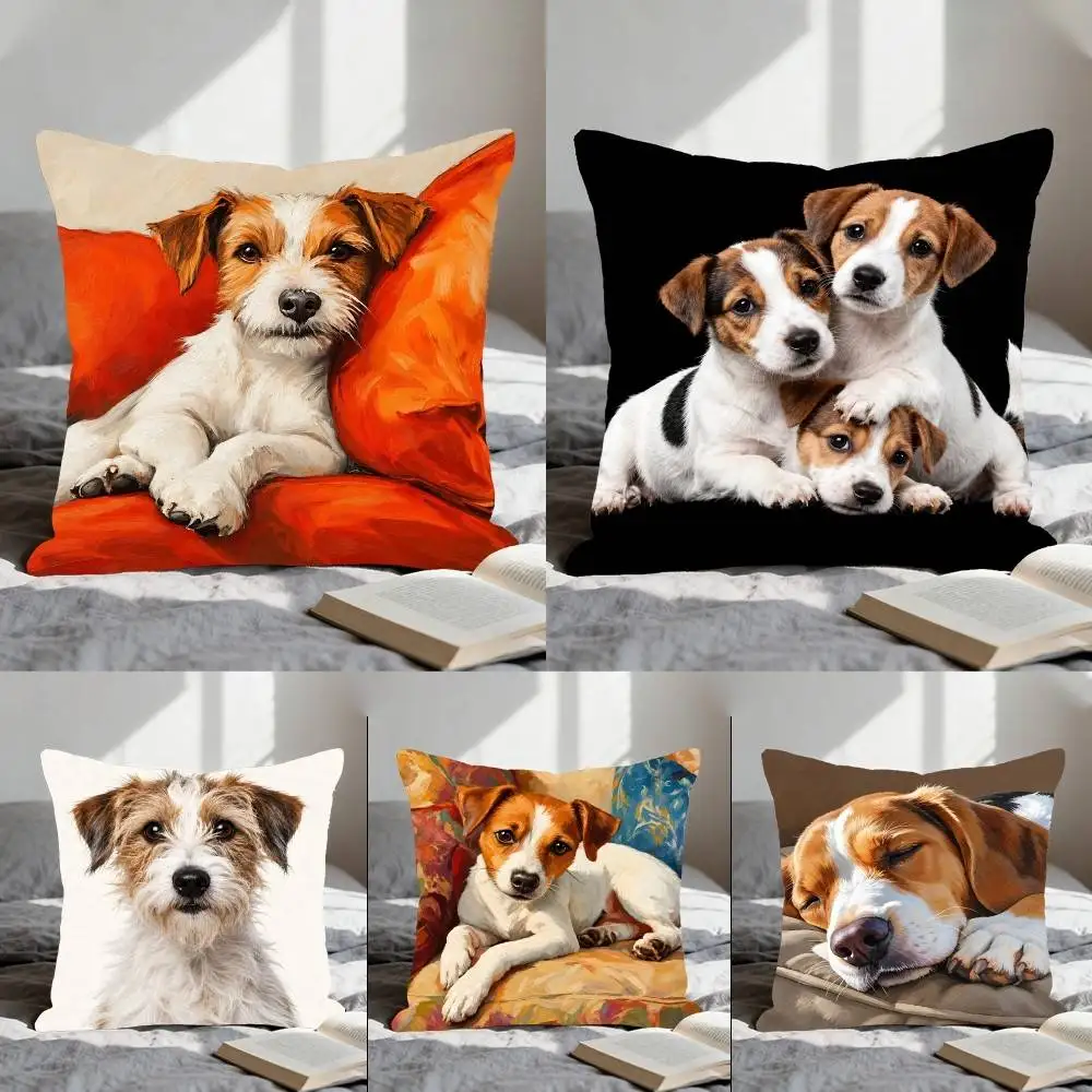 Cute Jack Russell Terrier Pillow Case Cushion Cover Polyester Pillowcase Decorative Sofa Cushion Pillowcase Home Decor