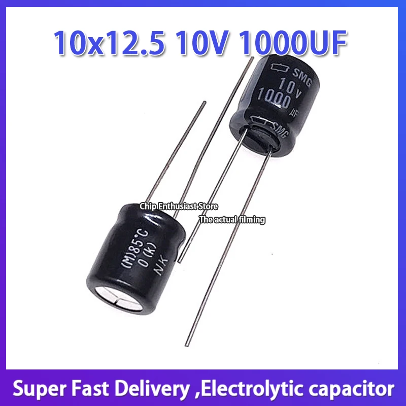 

10PCS Aluminum electrolytic capacitor 10v1000uf 10*12.5 Black Diamond SMG 85 degrees 10x12.5 10V 1000UF