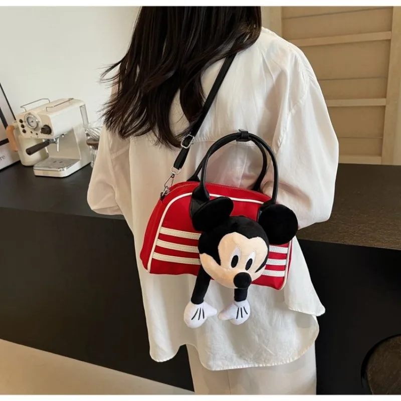 Bolso de lona con dibujos animados de Mickey y Disney, bandolera de hombro portátil de gran capacidad, con personalidad, a la moda