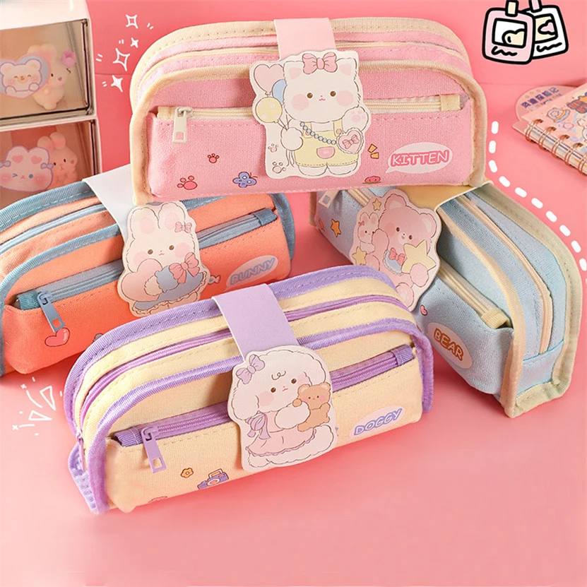 Pencil Case Badges Pen Case Cute Things For Girl Trousse à Crayons Back To School Pencil Box Stationery Organizer Utiles Escolar