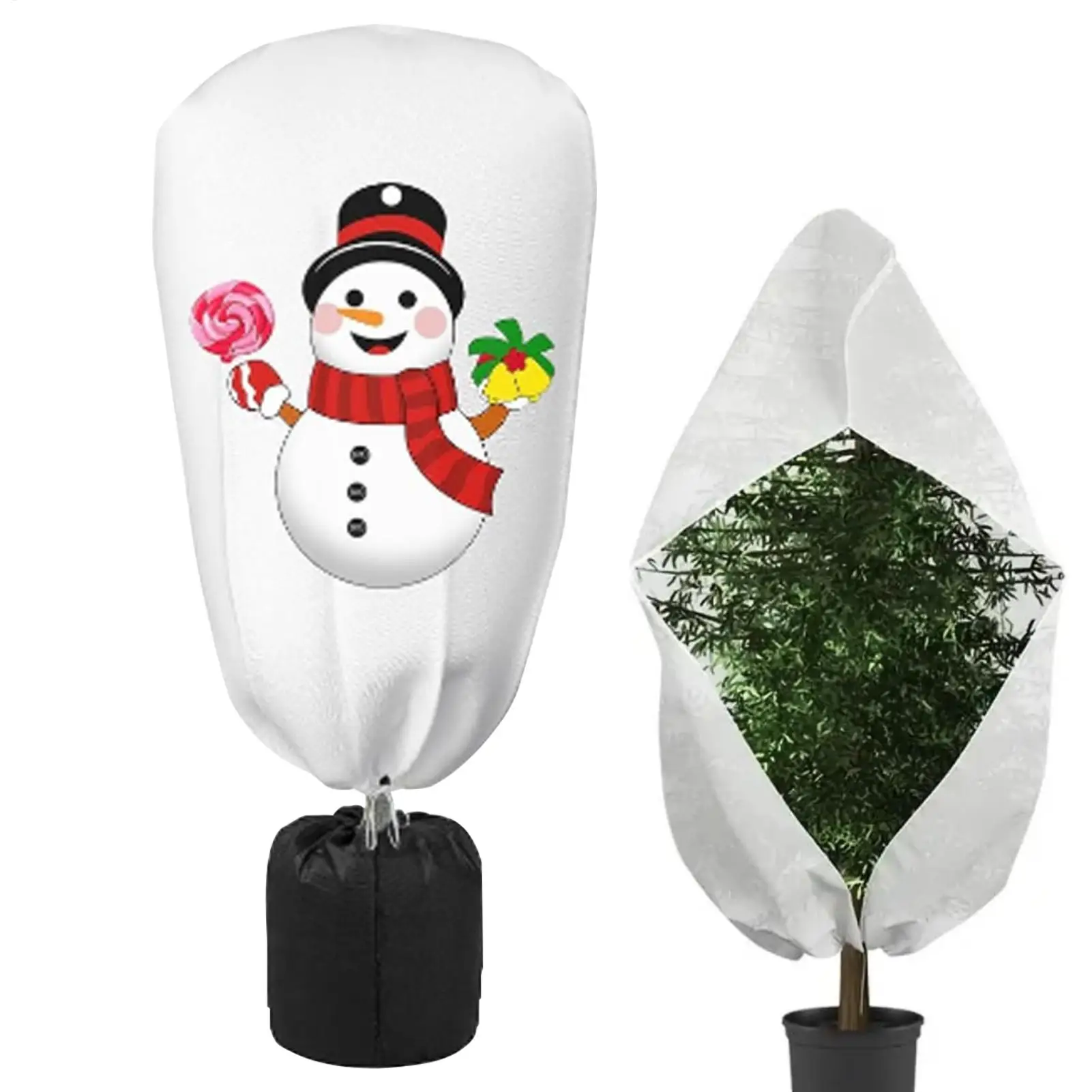 

Frost Blankets For Outdoor Plants Christmas Prints Winter Plant Protector With Zipper Drawstring Buckle Breathable Non-woven