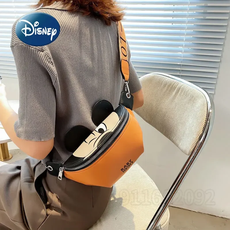 Nuevo bolso de cintura de Mickey de Disney para mujer, bolso cruzado de marca de lujo para mujer, bolso de pecho de moda de dibujos animados de gran capacidad de alta calidad