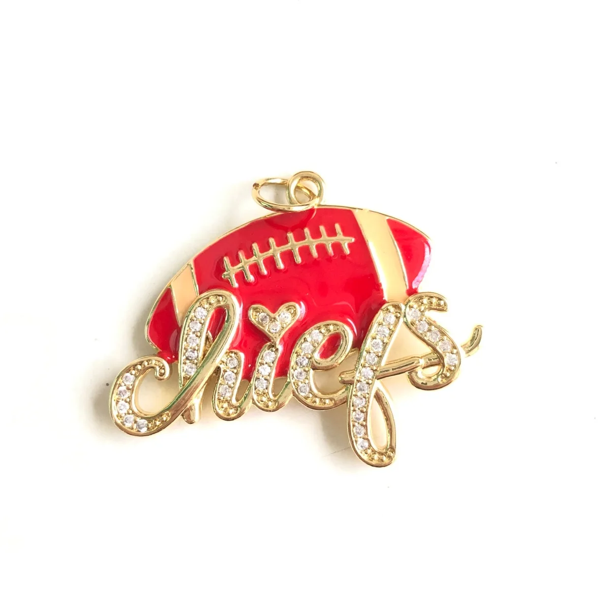 5pcs Zirconia Paved I Love Chiefs Football Words Charms Pendants for Women Bracelets Men Necklaces Sports Themed Jewelry Making