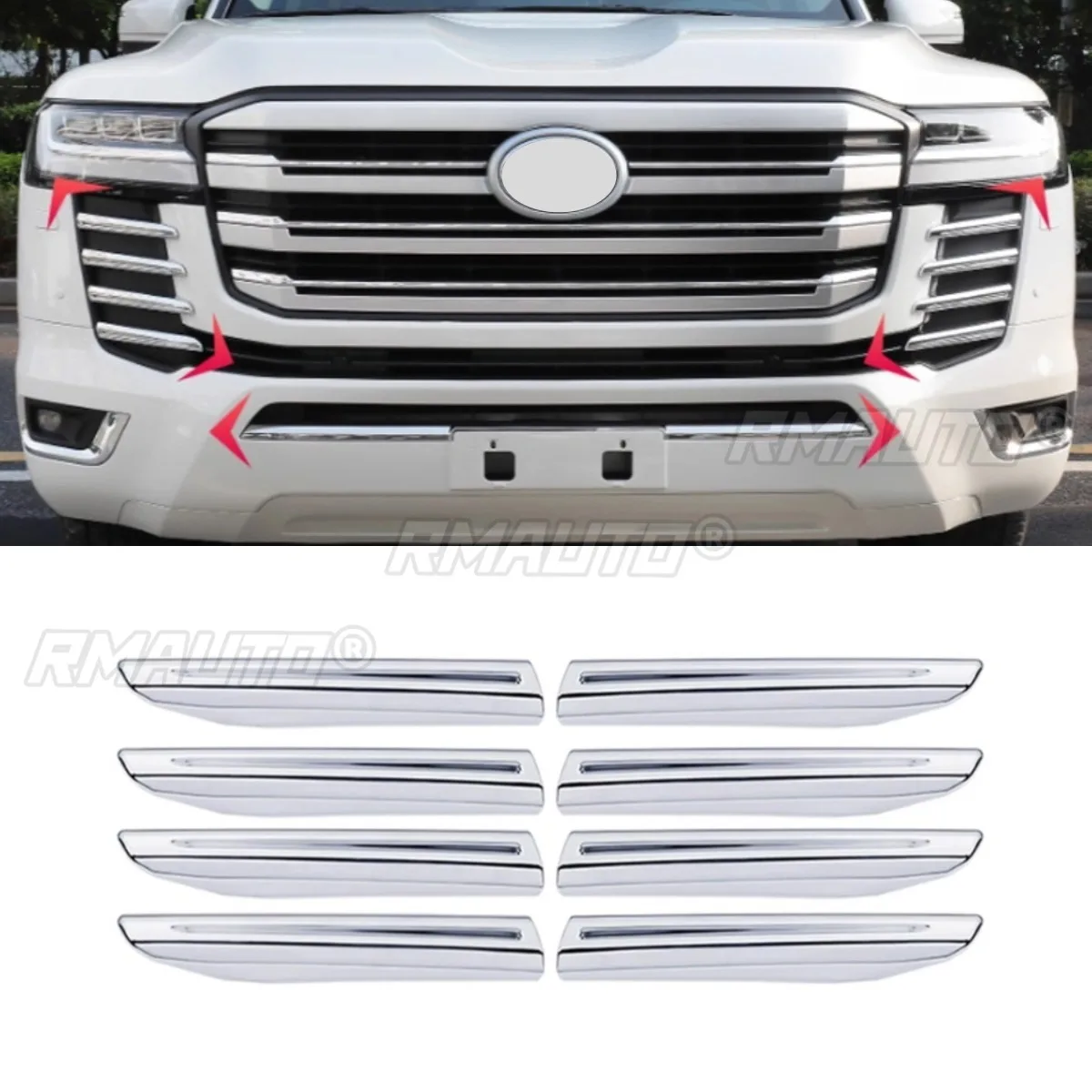 

Car Front Bumper Grill Racing Grills Grille Decorative Strip for Toyota Land Cruiser LC300 2023-2024 Body Kit Car Accessories