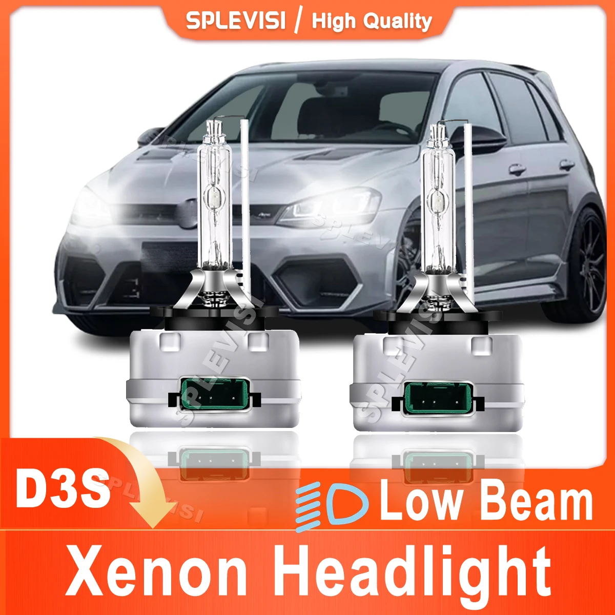 2x D3S Xenon Lamp HID White 9000LM Replace For VW Golf VII MK7 2012 2013 2014 2015 2016 2017 Headlight Low Beam Plug And Play