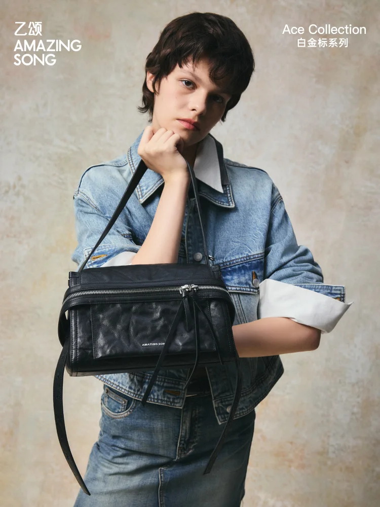 Amazing Song Cheese Roll Briefcase Small Bag Ace Collection Top-Grain Cowhide New 2026 Water-dyed Vegetable-tanned