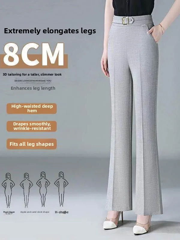 

High Waist Thin Flared Pants for Women Summer 2026 New Style High Quality Comfortable Breathable Casual Trousers Ladies Fashion