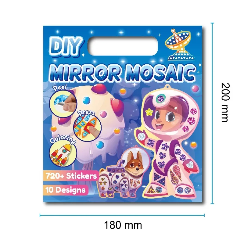 Children's mosaic stickers DIY handmade cartoon astronaut mirror toys coloring decoration stickers