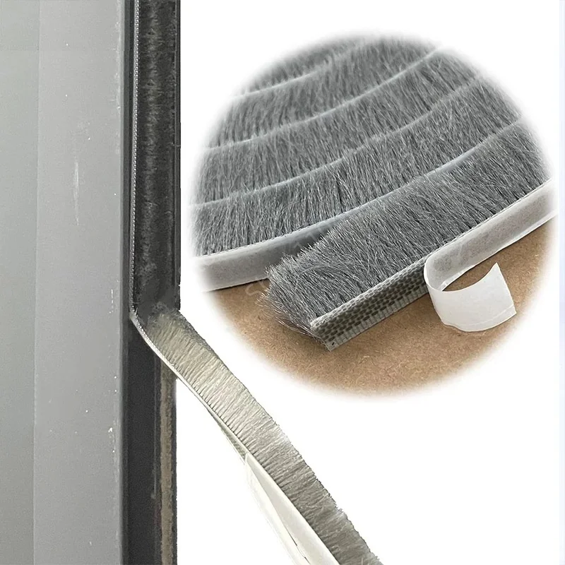 10 Meters Brush Strip Self-adhesive Wind-proof Sealing Strip Home Door Window Sound Insulation Dust Strip Weather Stripping