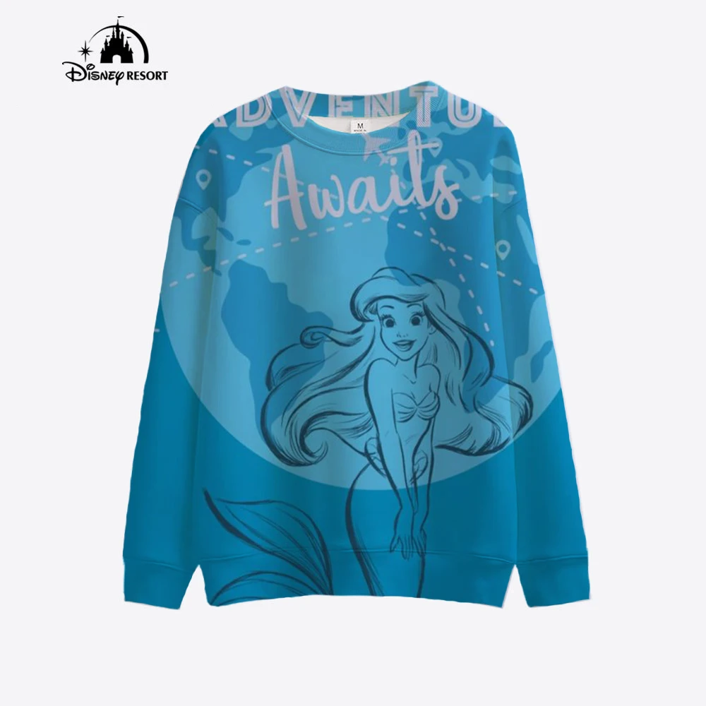 Women\'s sports shirt hoodie retro Disney\'s Little Mermaid pattern sports shirt cartoon gift women\'s retro cartoon sports shirt