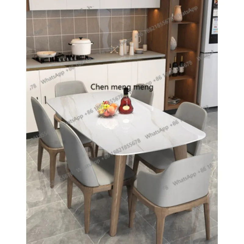 

Marble Dining Table and Chair Combination Modern Simple and Light Luxury Rectangular Solid Wood Dining Table and Chair