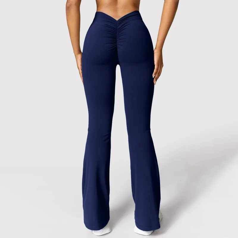 Fashion Micro Horn Leggings Women V-back Waist Sports Pants High Waist Push Up Butt Gym Pants Solid Slim Casual Leggings, image 6