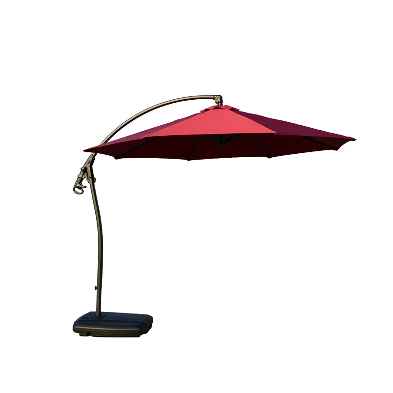 3m round garden cantilever parasol aluminum patio hanging sun umbrella outdoor furniture shading with plastic water tank base