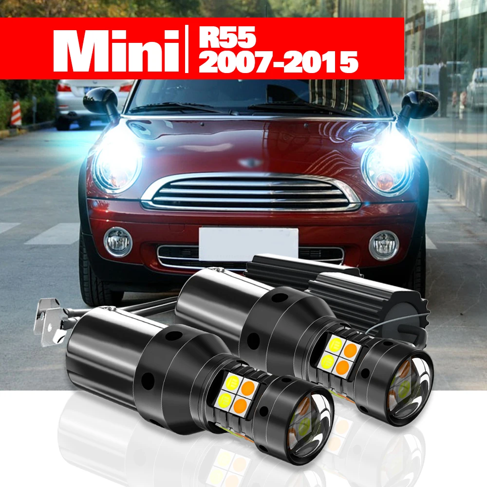 

Для Mini Clubman R55 2007-2015, 2 шт., светодиодные поворотники с двойным режимом работы + дневные ходовые огни (ДХО) 2009 2010 2011 2012 2013, аксессуары