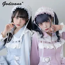 Lolita Japanese Elegant Hair Band Lace Stitching Sweet Girl Heart Studs Frill Head Dress Women's Hair Accessories Lace Hairband