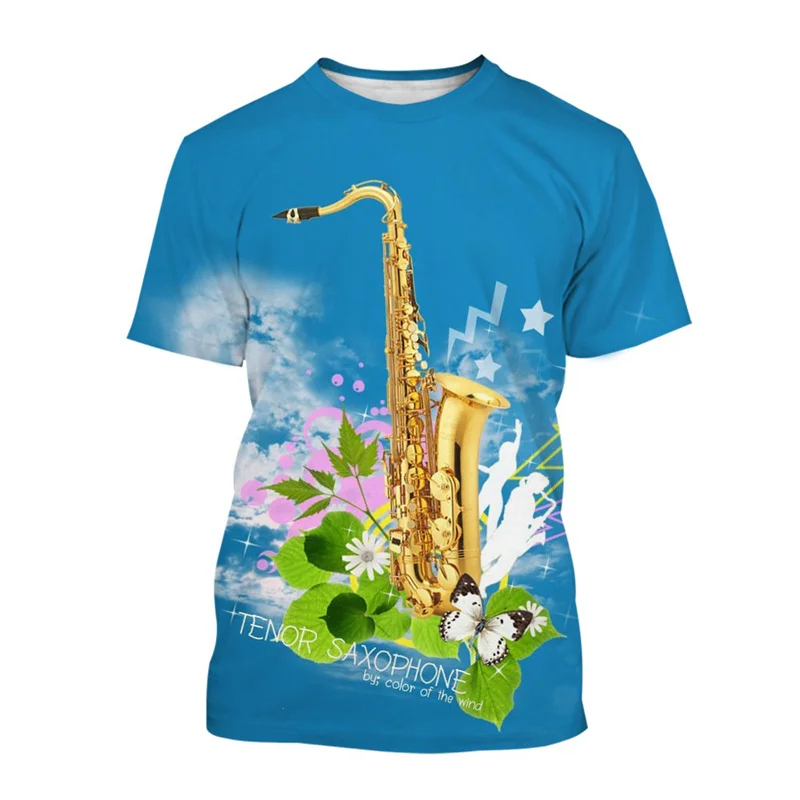 

Classic 3d Printed Saxophone T Shirt Summer Tops Music Instrument T-Shirt For Men Hot Sale Street Oversized Short Sleeve Tees