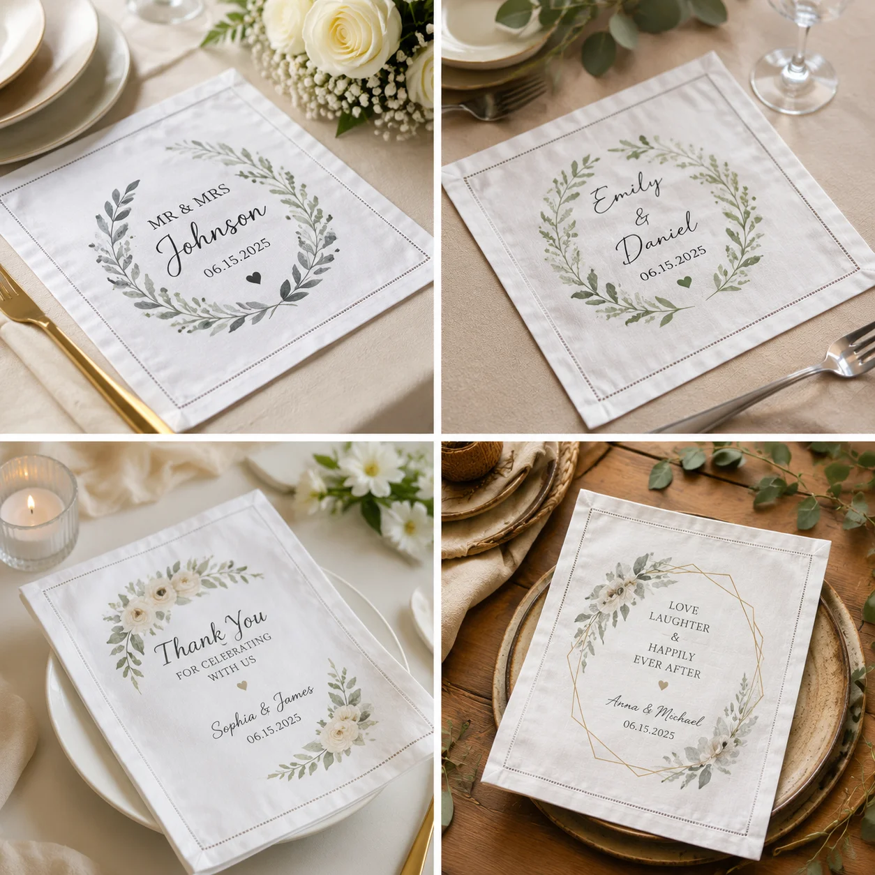 Timeless Custom Linen Cloth Napkins Personalized Initial Table Napkins Elegant Wedding Anniversary Family Dinner Reusable