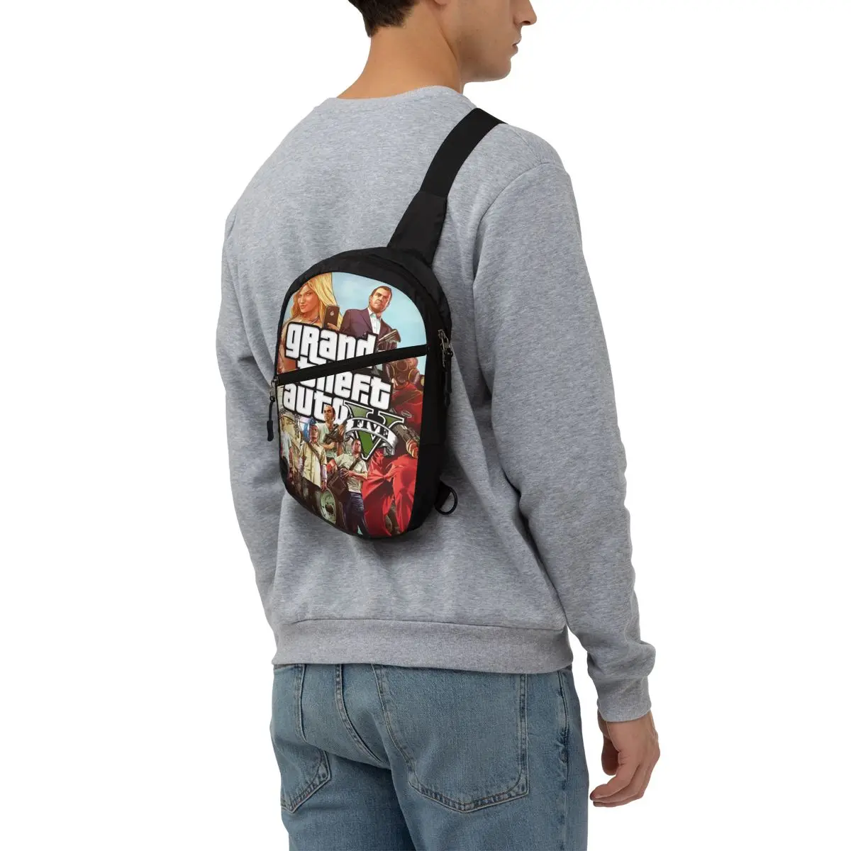 Cool Adventure Game Grand Theft Auto Sling Crossbody Mochila Homens GTA Ombro Peito Bolsas para Caminhadas