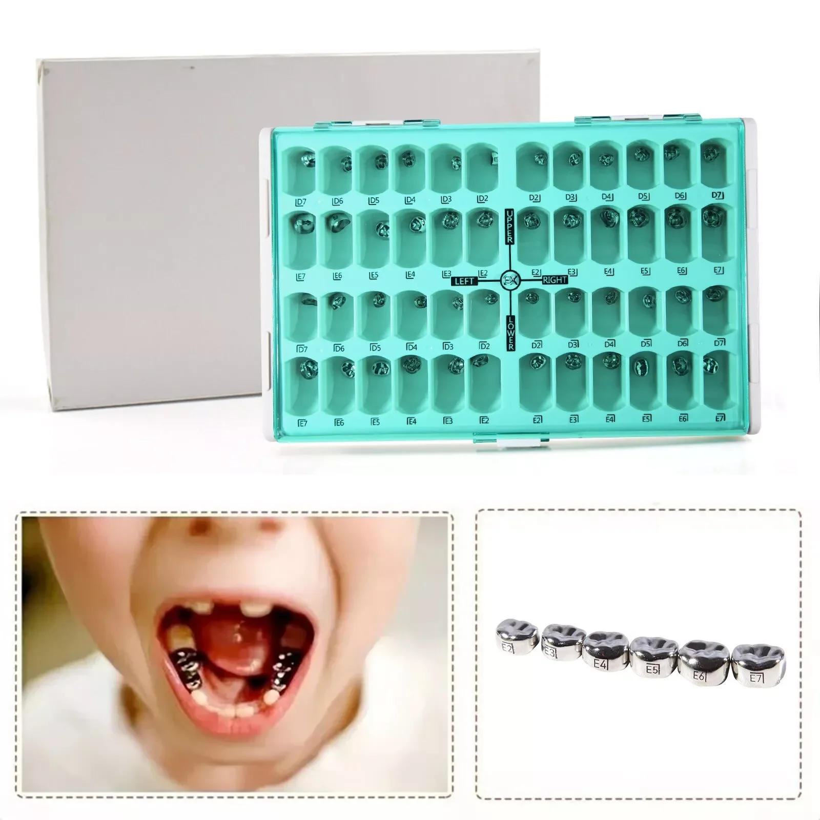 Dental Kids Temporary Molar Crown Stainless Steel Primary Molar Pediatric D-E LR