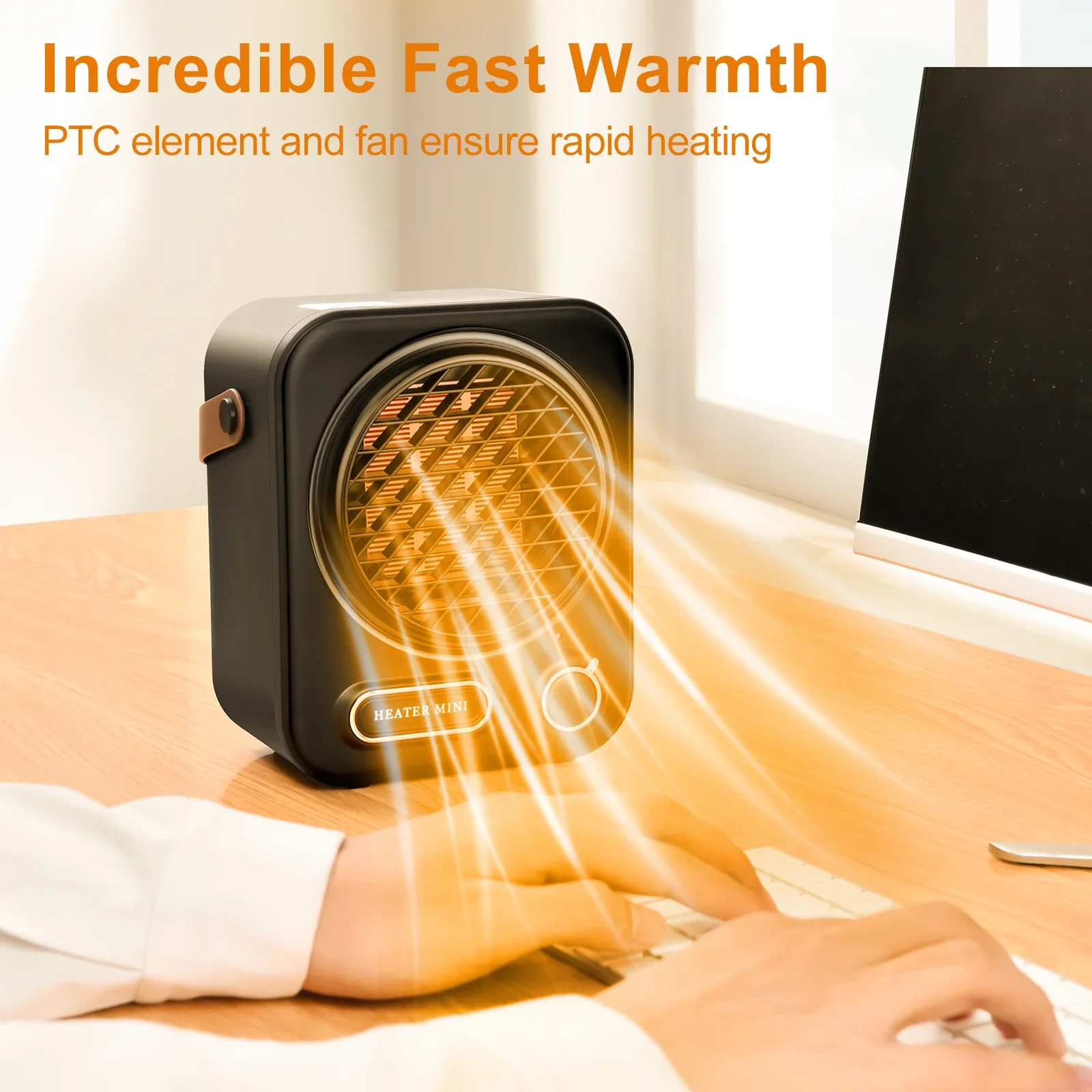 

Eary Electric Home Heater PTC Heater Flame Retardant Warmer Portable Fast Heating Lightweight Indoor Office Household Warmer